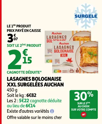 Promotie: Lasagnes bolognaise xxl surgelées