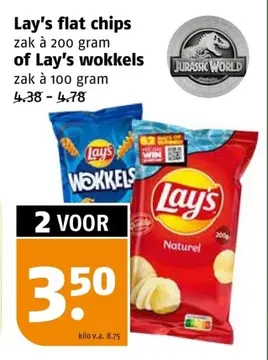 Aanbieding: Lay's flat chips of Lay's wokkels