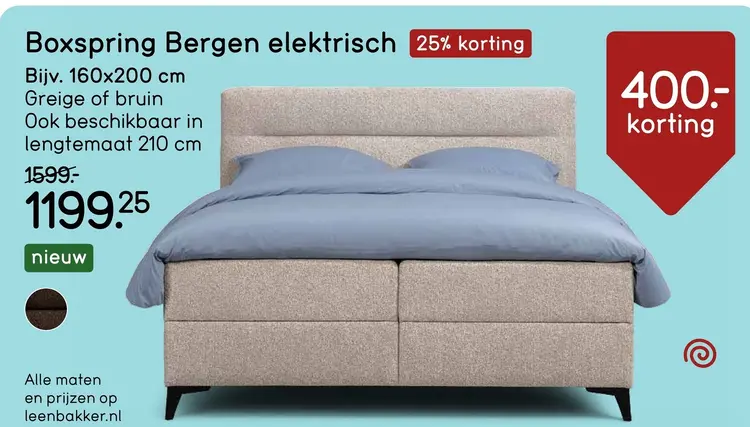 Aanbieding: Boxspring Bergen elektrisch