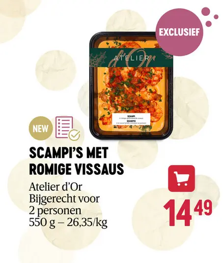 Promotie: Scampi's met romige vissaus