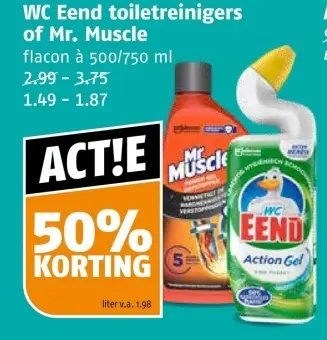 Aanbieding: WC Eend toiletreinigers of Mr. Muscle