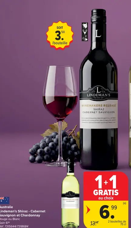 Offre: Shiraz - Cabernet Sauvignon et Chardonnay