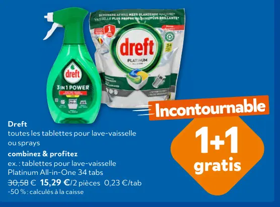 Offre: tablettes pour lave-vaisselle ou sprays
