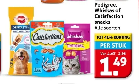 Aanbieding: Pedigree, Whiskas of Catisfaction