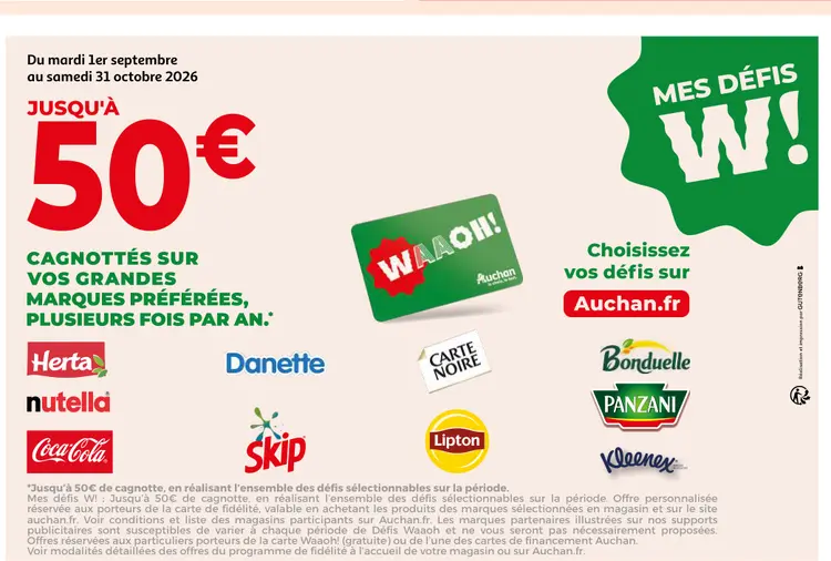 Promotie: Mes Défis W! - Jusqu'à 50€ cagnottés
