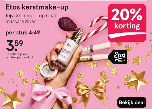 Aanbieding: kerstmake-up bijv. Shimmer Top Coat mascara z