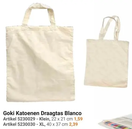 Aanbieding: Goki Katoenen Draagtas Blanco