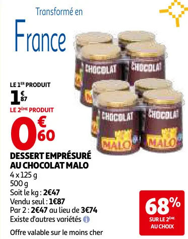 Promotie: Dessert emprésuré au chocolat