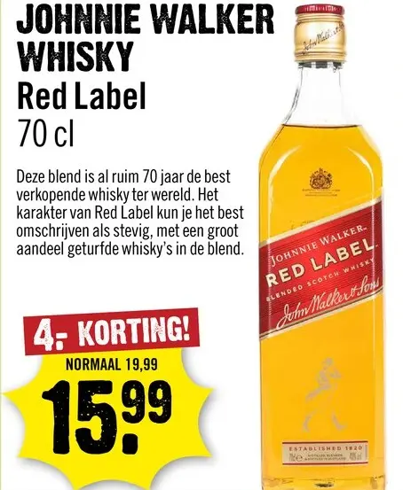 Aanbieding: Johnnie Walker Red Label Whisky 70 cl