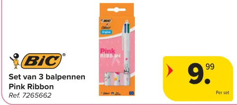 Promotie: Set van 3 balpennen Pink Ribbon