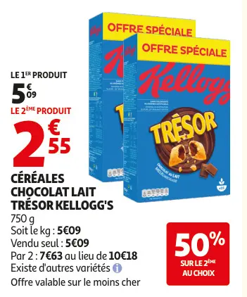 Offre: Céréales chocolat lait trésor