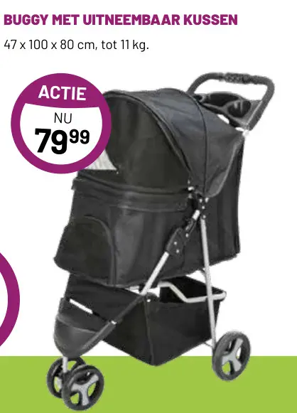 Aanbieding: Buggy met uitneembaar kussen voor huisdieren