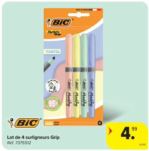 Offre: Lot de 4 surligneurs Grip