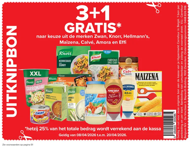 Promotie: Producten van Zwan, Knorr, Hellmann's, Maïzena, Calvé, Amora en Effi