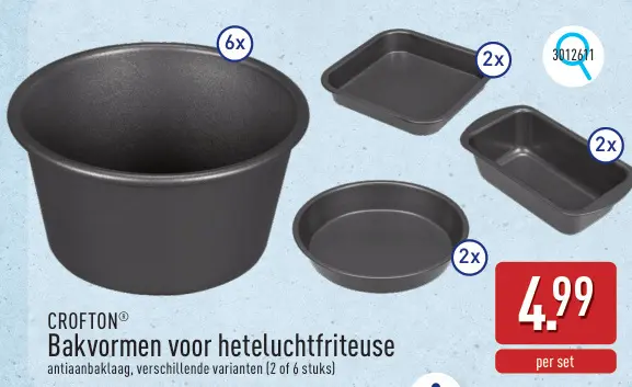 Promotie: Bakvormen voor heteluchtfriteuse