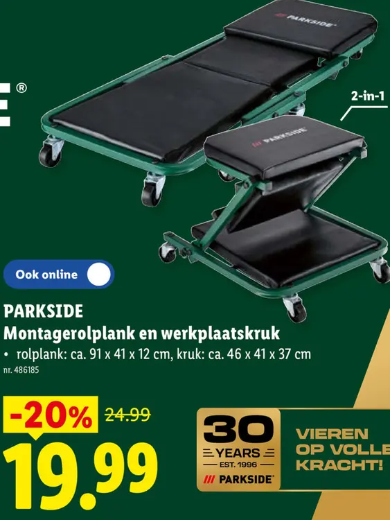 Promotie: Montagerolplank en werkplaatskruk