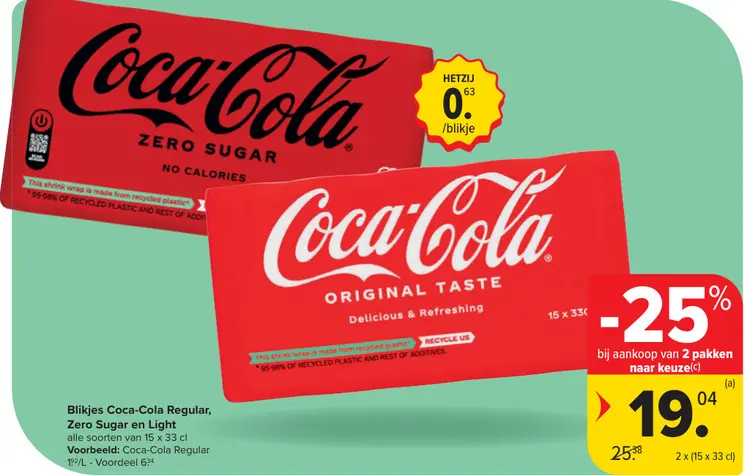 Promotie: Coca-Cola Regular, Zero Sugar en Light