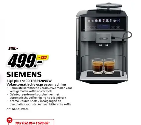 Promotie: EQ6 plus s100 TE651209RW Volautomatische espresso