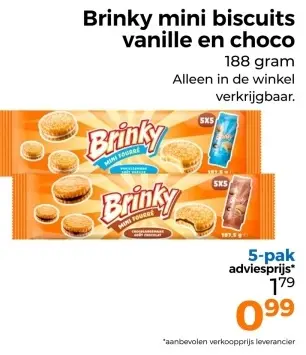 Aanbieding: Brinky mini biscuits vanille en choco