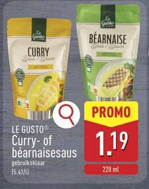 Promotie: LE GUSTO® Curry- of béarnaisesaus