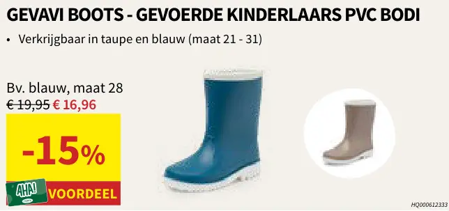Promotie: Gevavi Boots Gevoerde kinderlaars PVC Bodi