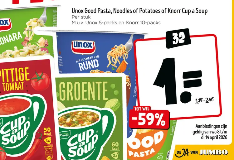 Aanbieding: Good Pasta, Noodles of Potatoes of Cup a Soup