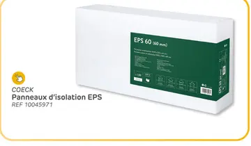 Offre: Panneaux isolants coeck eps 60 - polystyrène - valeur rd 1,6m² k/w - 60mm - 100x50cm - 2m² - 4 pcs