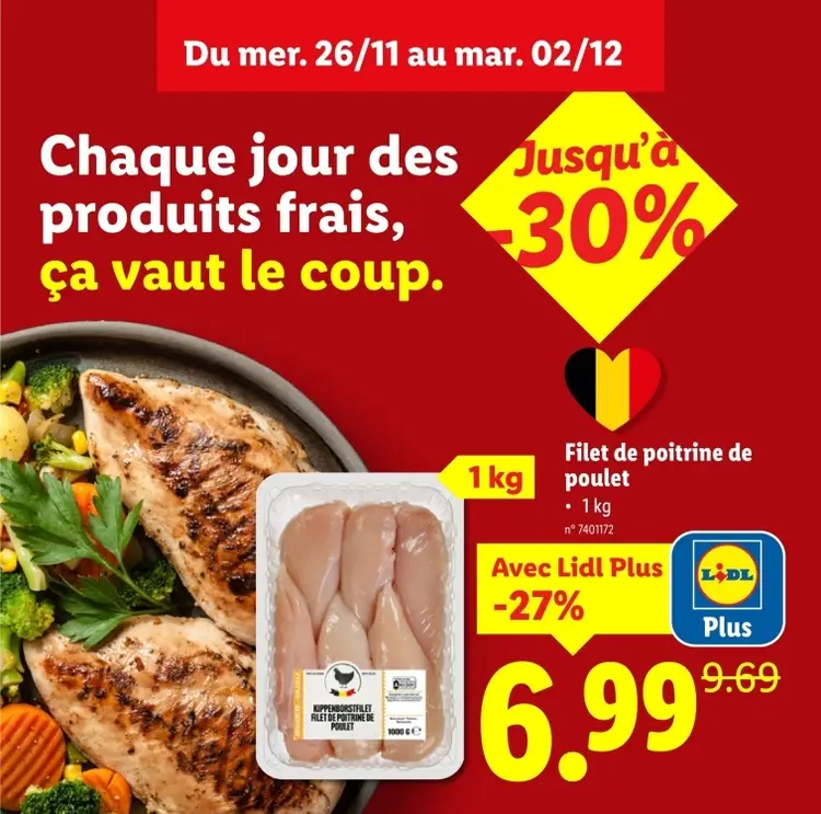 Offre: Filet de poitrine de poulet