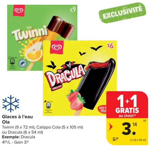 Offre: Glaces à l'eau