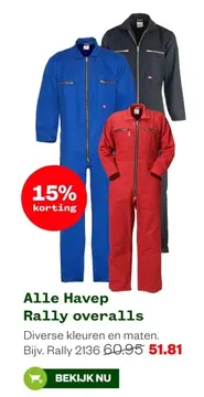 Aanbieding: Alle Havep Rally overalls