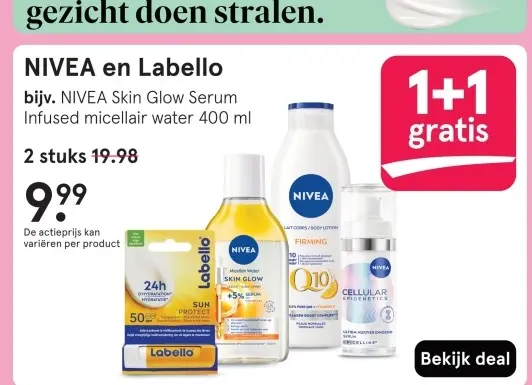 Aanbieding: NIVEA Skin Glow Serum Infused micellair water