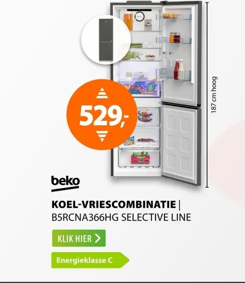 Aanbieding: Koel-vriescombinatie b5rcna366hg selective li