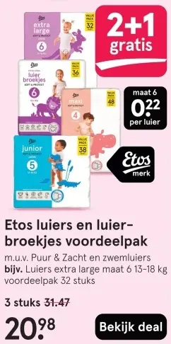 Aanbieding: Luiers en luierbroekjes voordeelpak