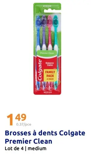 Offre: Brosses à dents Colgate Premier Clean