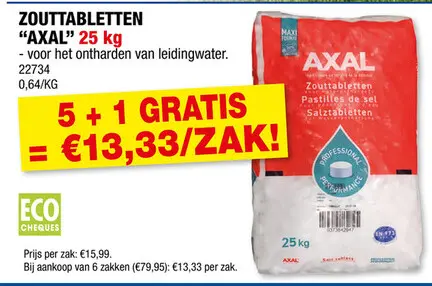 Promotie: Axal zouttabletten voor waterontharders 25kg