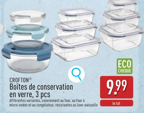 Offre: Boîtes de conservation en verre