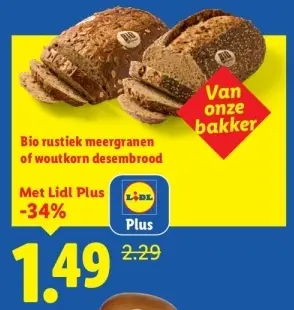 Aanbieding: Bio rustiek meergranen of woutkorn desembrood