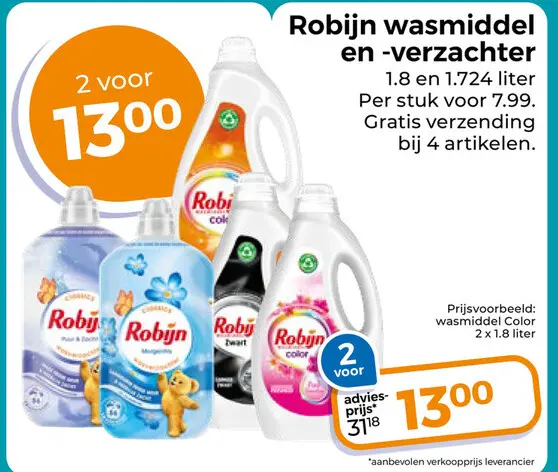 Aanbieding: wasmiddel en -verzachter
