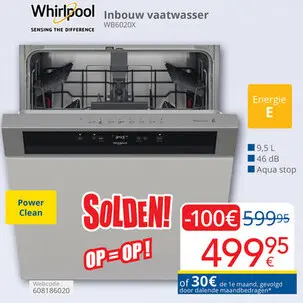 Aanbieding: Whirlpool Inbouw vaatwasser