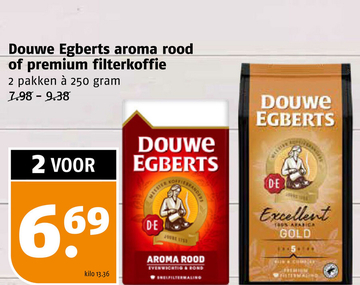 Aanbieding: Douwe Egberts aroma rood of premium filterkoffie