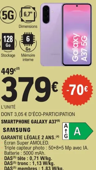Offre: Smartphone Galaxy A37