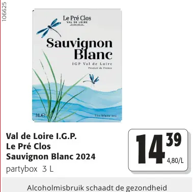 Promotie: Le Pré Clos Val de Loire I.G.P. Le Pré Clos Sauvignon Blanc 2024