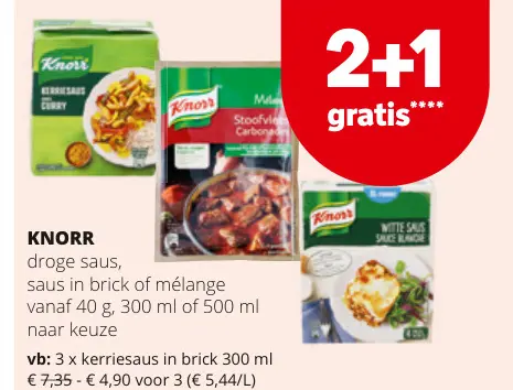 Promotie: Droge saus, saus in brick of mélange