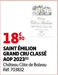 Offre: Saint émilion grand cru classé aop 2023