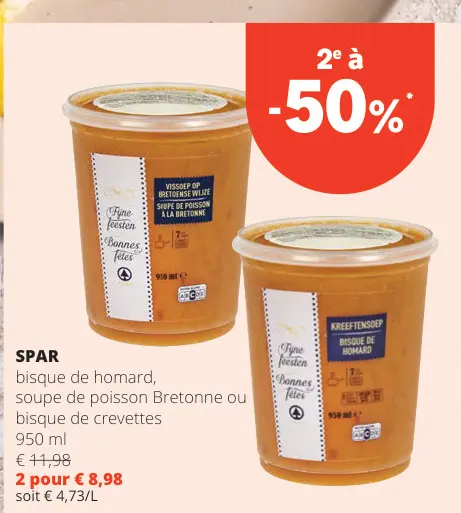 Offre: bisque de homard, soupe de poisson Bretonne o