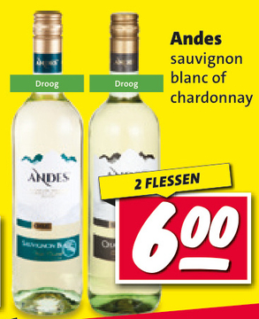 Aanbieding: Andes sauvignon blanc of chardonnay