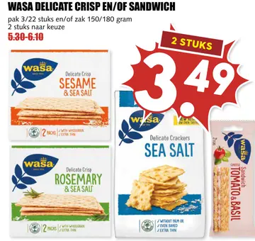 Aanbieding: Wasa delicate crisp en/of sandwich