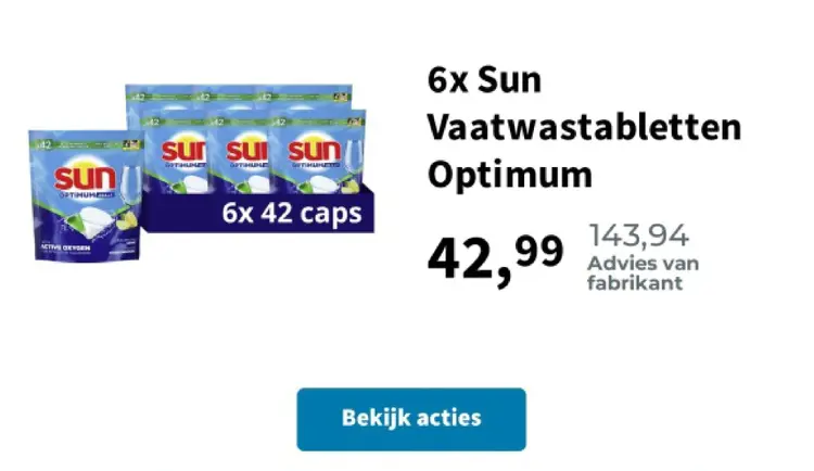 Promotie: Sun Vaatwastabletten Optimum