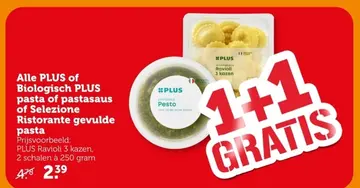 Aanbieding: Alle PLUS of Biologisch PLUS pasta of pastasaus