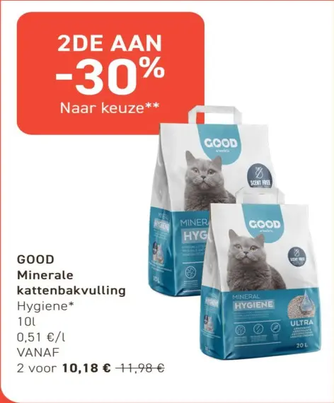 Promotie: GOOD Minerale kattenbakvulling Hygiene